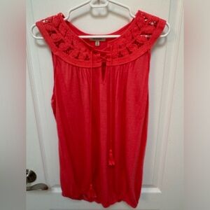 Max Studio Boatneck Sleeveless Top, Size Large, Orange, Bubble Hem